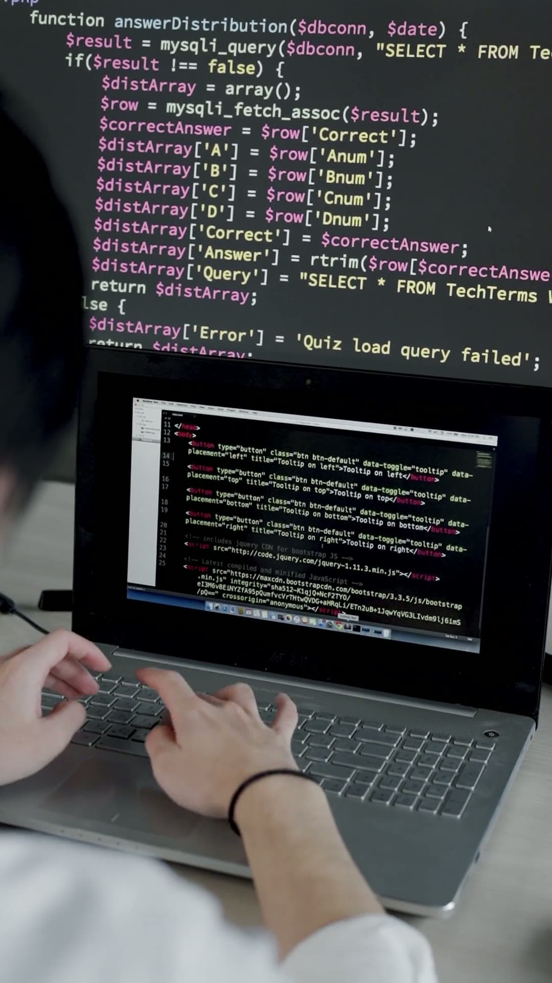 Code being written on screen.